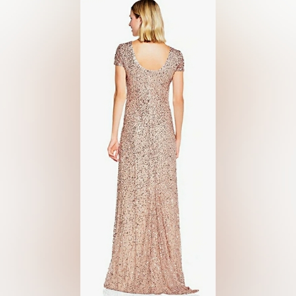 NEW STUNNING ADRIANNA PAPELL SEQUIN SCOOP BACK GOWN - Picture 4 of 7